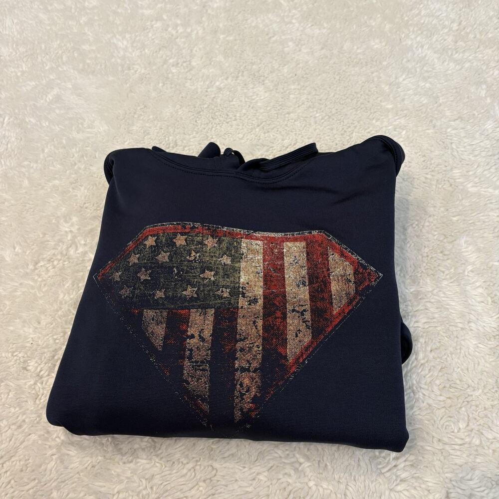 Grunt Style Men’s Super Patriot Hoodie Americana Blue Collar Western Thrashed S